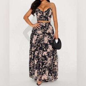 Express Black and Cream Strapless Dress